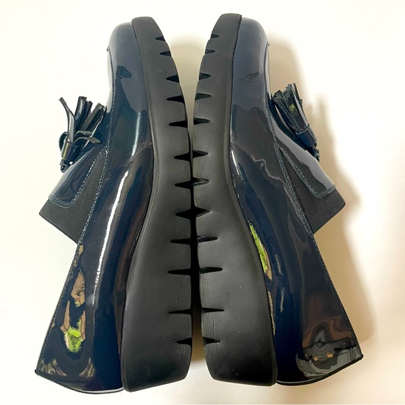 Wonders Alba Navy Patent Leather Gored Platform Wedge Tassel Loafers Size 10 - Picture 6 of 16